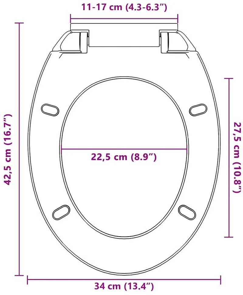 Klozeto sėdynė su soft-close mechanizmu, pilka, ovali