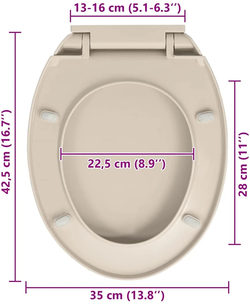 Klozeto sėdynė su soft-close mechanizmu, abrikoso, ovali