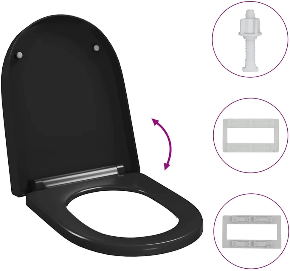Klozeto sėdynė su Soft-close mechanizmu, juoda