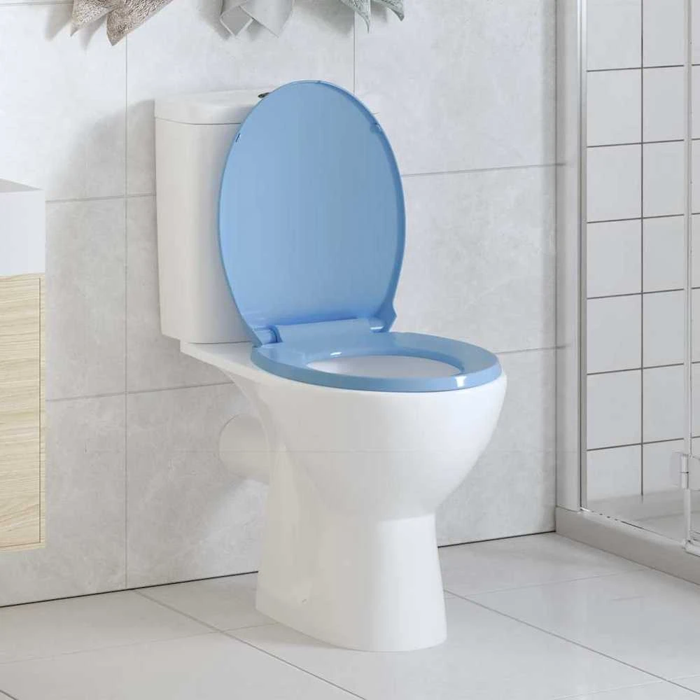 Klozeto sėdynė su soft-close mechanizmu, mėlyna, ovali