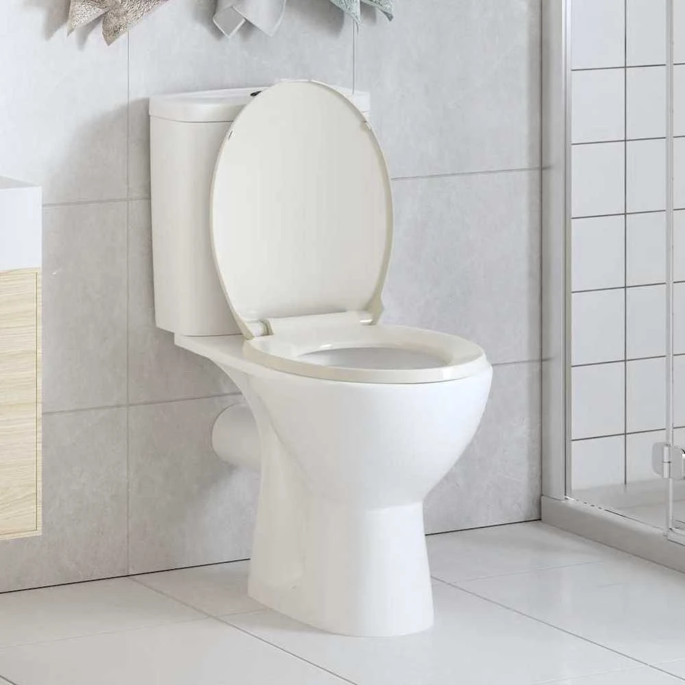 Klozeto sėdynė su soft-close mechanizmu, šviesiai pilka, ovali