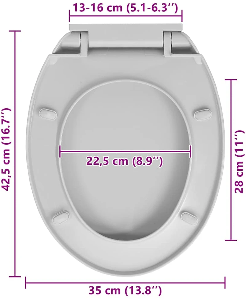 Klozeto sėdynė su soft-close mechanizmu, šviesiai pilka, ovali