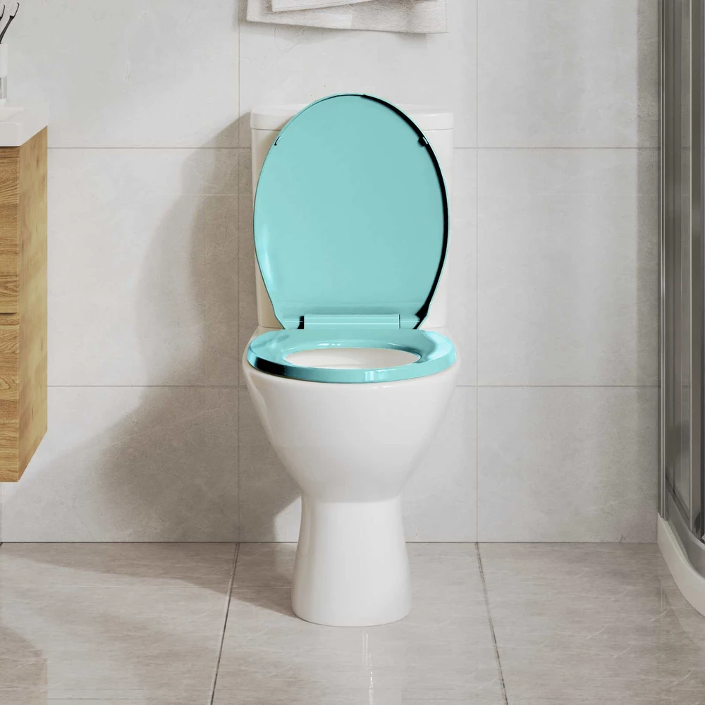 Klozeto sėdynė su soft-close mechanizmu, žalios spalvos, ovali