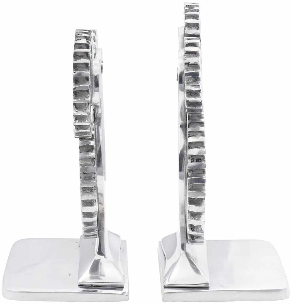 Knygų atramos 2 pcs Sidabro 10 x 10 x 22 cm Aliuminis