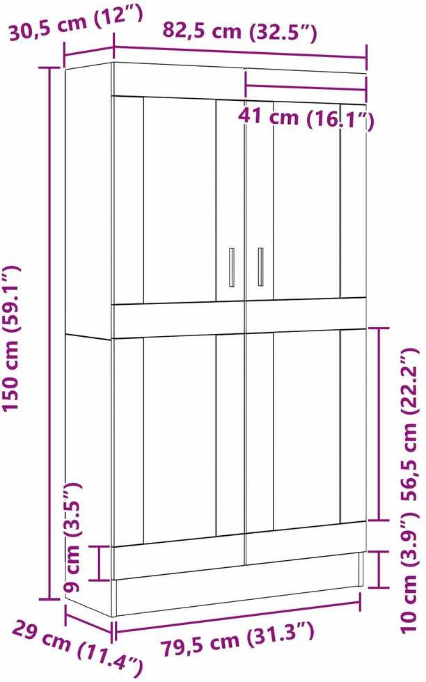 Knygų spinta 3 aukštų 82,5 x 30,5 x 150 cm Apdirbta mediena