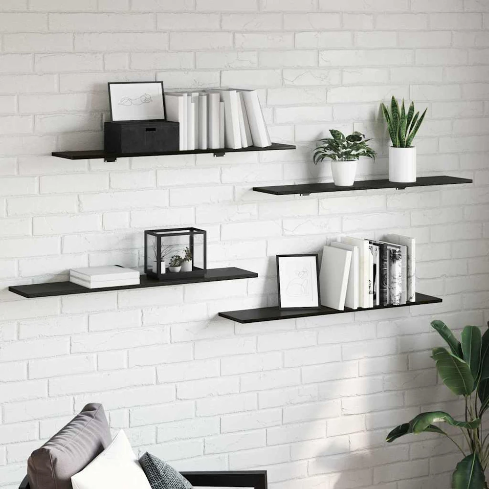 Knygų lentyna 3 aukštų 4 vnt. 100 x 20 x 1,5 cm Juodas