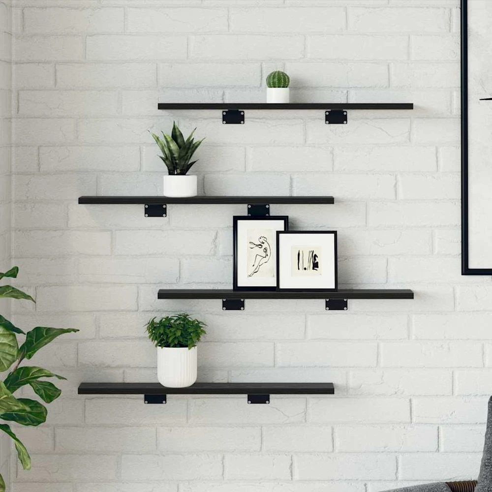 Knygų lentyna 3 aukštų 4 vnt. 60 x 10 x 1,5 cm Apdirbta mediena