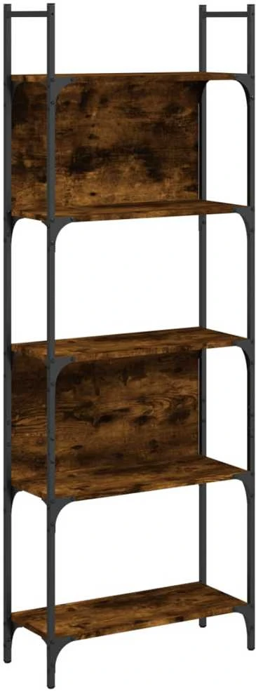 Knygų lentyna, 5 aukštų, dūminė, 60,5x24x166,5cm, mediena