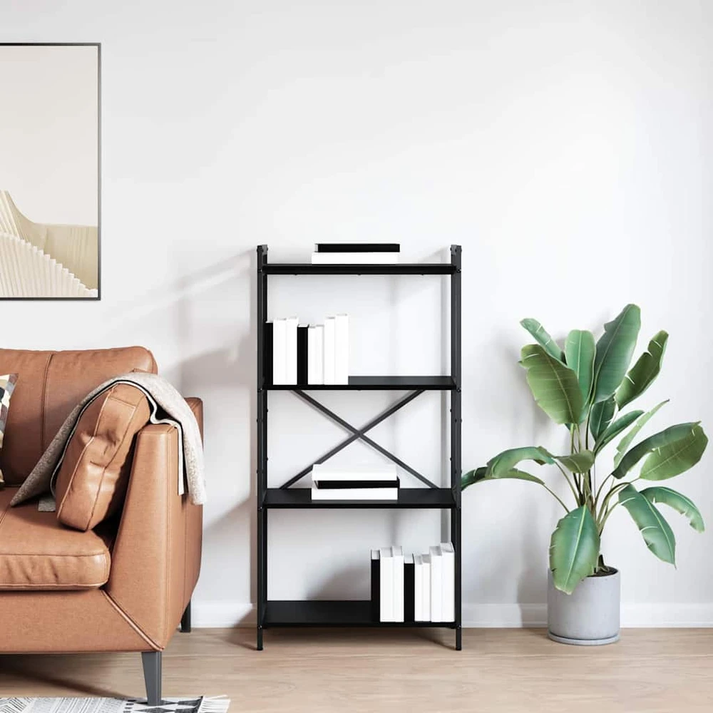 Knygų lentyna 60 x 30 x 120 cm Apdirbta mediena Juodas ąžuolas