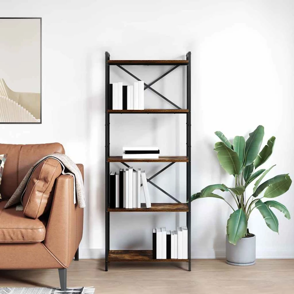 Knygų lentyna 60 x 30 x 155 cm Apdirbta mediena Rūkyta ąžuolas