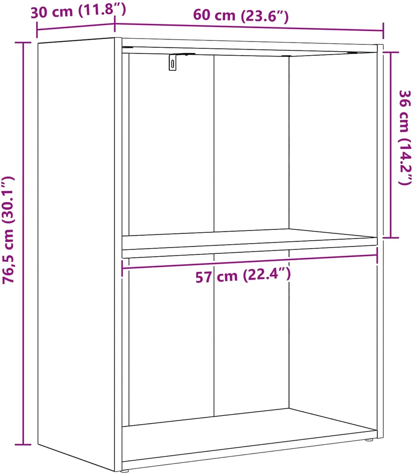 Knygų lentyna 60 x 30 x 76.5 cm Apdirbta mediena Juodas ąžuolas