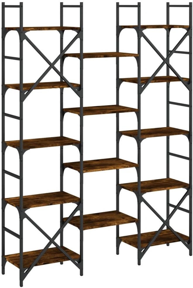 Knygų lentyna, dūminio ąžuolo, 127,5x28,5x172,5cm, mediena