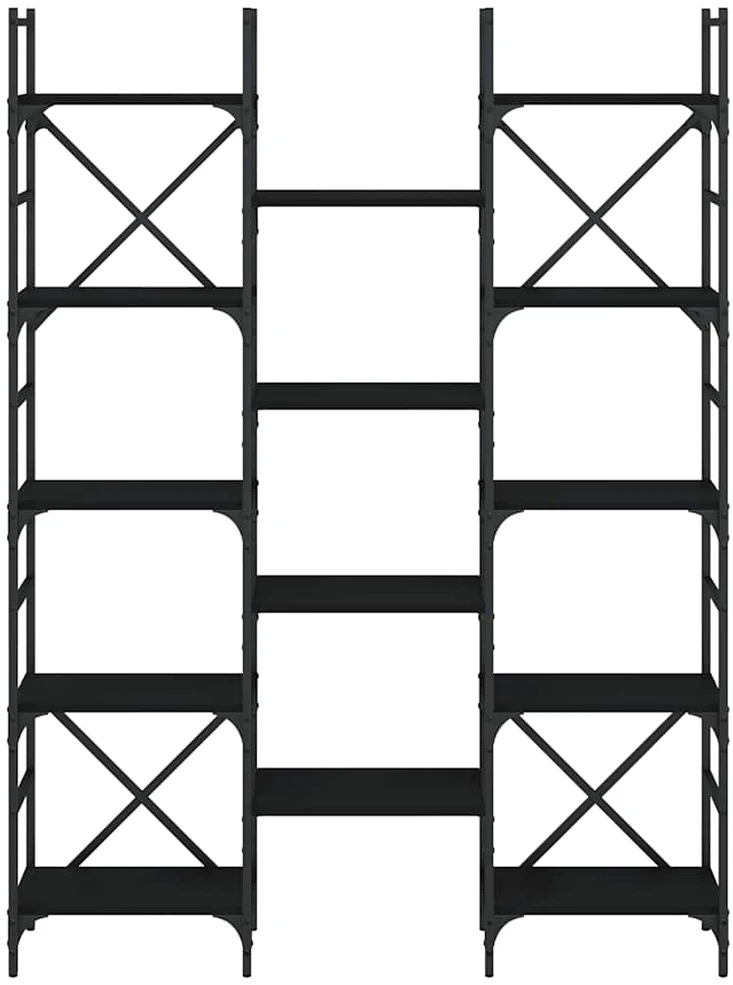 Knygų lentyna, juoda, 127,5x28,5x172,5cm, apdirbta mediena
