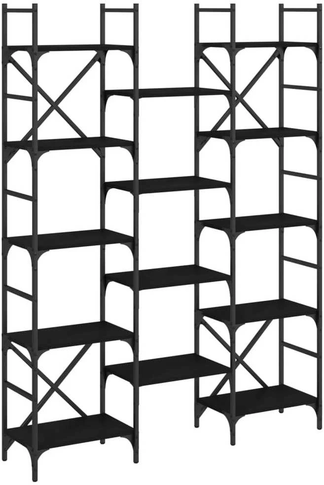 Knygų lentyna, juoda, 127,5x28,5x172,5cm, apdirbta mediena