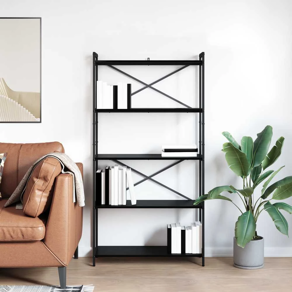 Knygų lentyna 80 x 30 x 155 cm Apdirbta mediena Juodas ąžuolas