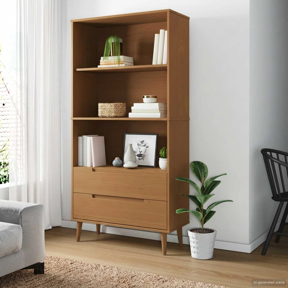 Knygų lentyna MOLDE 85 x 35 x 170,5 cm Pušies medienos masyvas