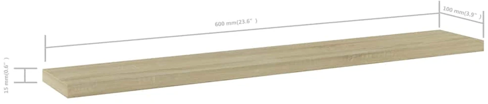 Knygų lentynos plokštės, 4vnt., ąžuolo, 60x10x1,5cm, MDP