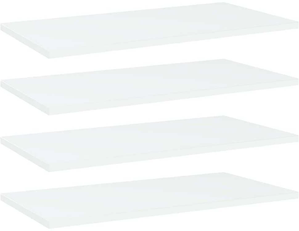 Knygų lentynos plokštės, 4vnt., baltos, 60x30x1,5cm, MDP