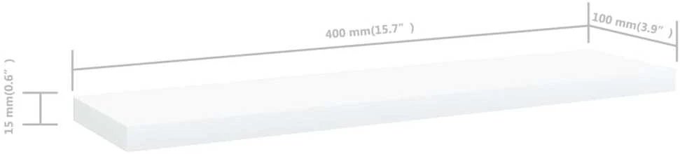 Knygų lentynos plokštės, 4vnt., baltos, 40x10x1,5cm, MDP
