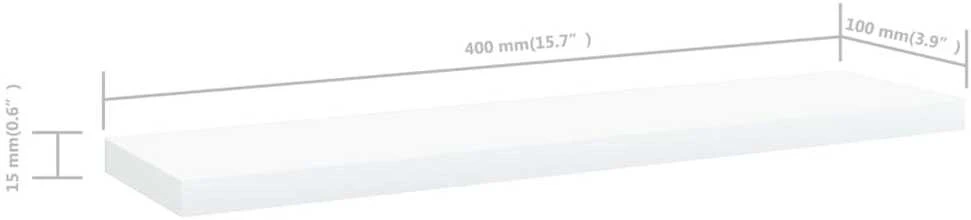 Knygų lentynos plokštės, 4vnt., baltos, 40x10x1,5cm, MDP