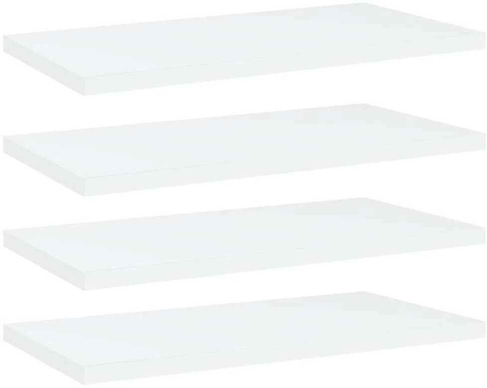 Knygų lentynos plokštės, 4vnt., baltos, 40x20x1,5cm, MDP