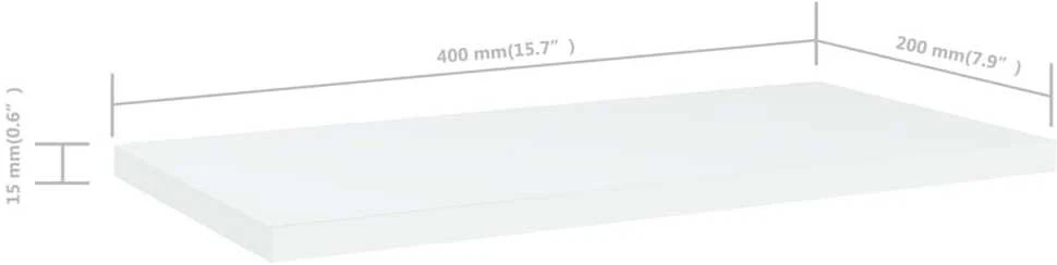 Knygų lentynos plokštės, 4vnt., baltos, 40x20x1,5cm, MDP