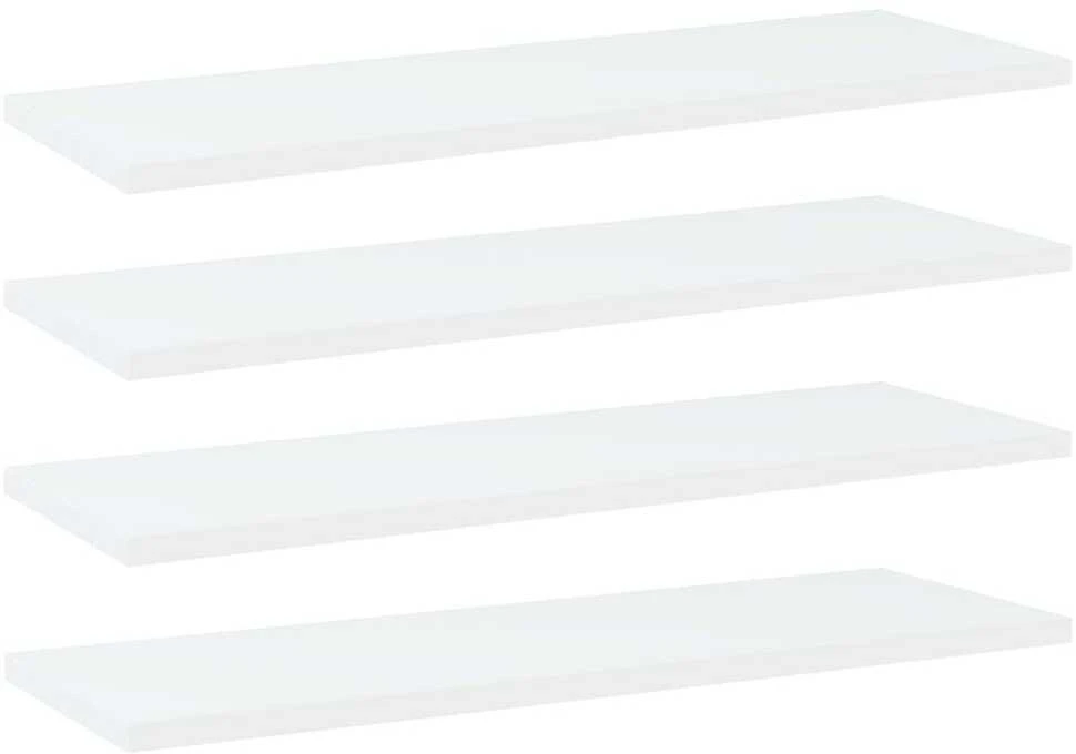 Knygų lentynos plokštės, 4vnt., baltos, 60x20x1,5cm, MDP