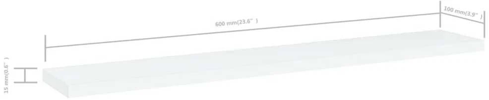 Knygų lentynos plokštės, 4vnt., baltos, 60x10x1,5cm, MDP