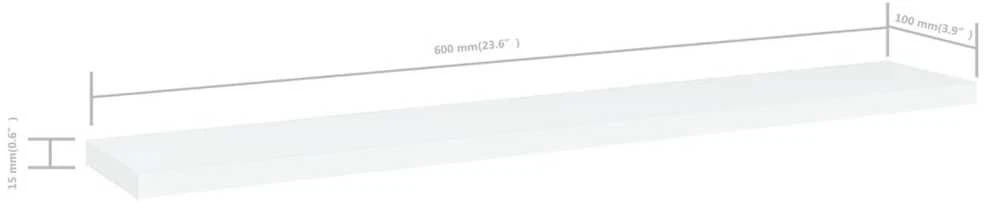 Knygų lentynos plokštės, 4vnt., baltos, 60x10x1,5cm, MDP