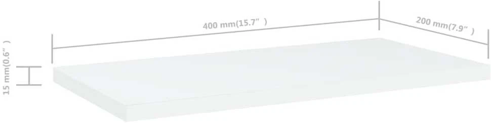 Knygų lentynos plokštės, 4vnt., baltos, 40x20x1,5cm, MDP