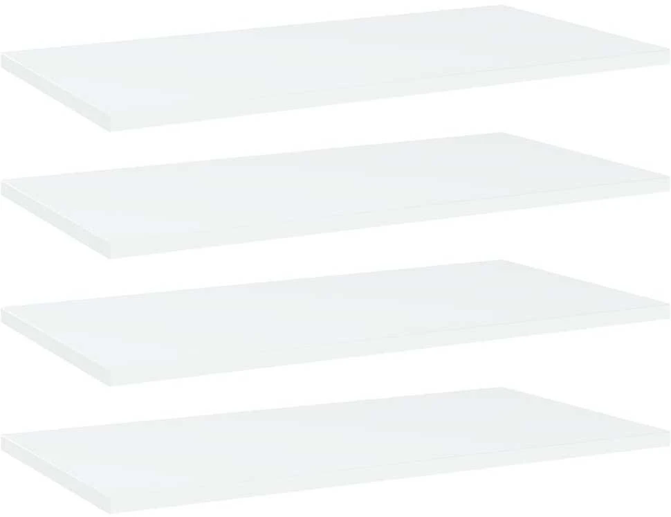 Knygų lentynos plokštės, 4vnt., baltos, 60x30x1,5cm, MDP