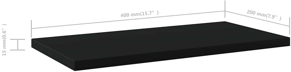 Knygų lentynos plokštės, 4vnt., juodos, 40x20x1,5cm, MDP