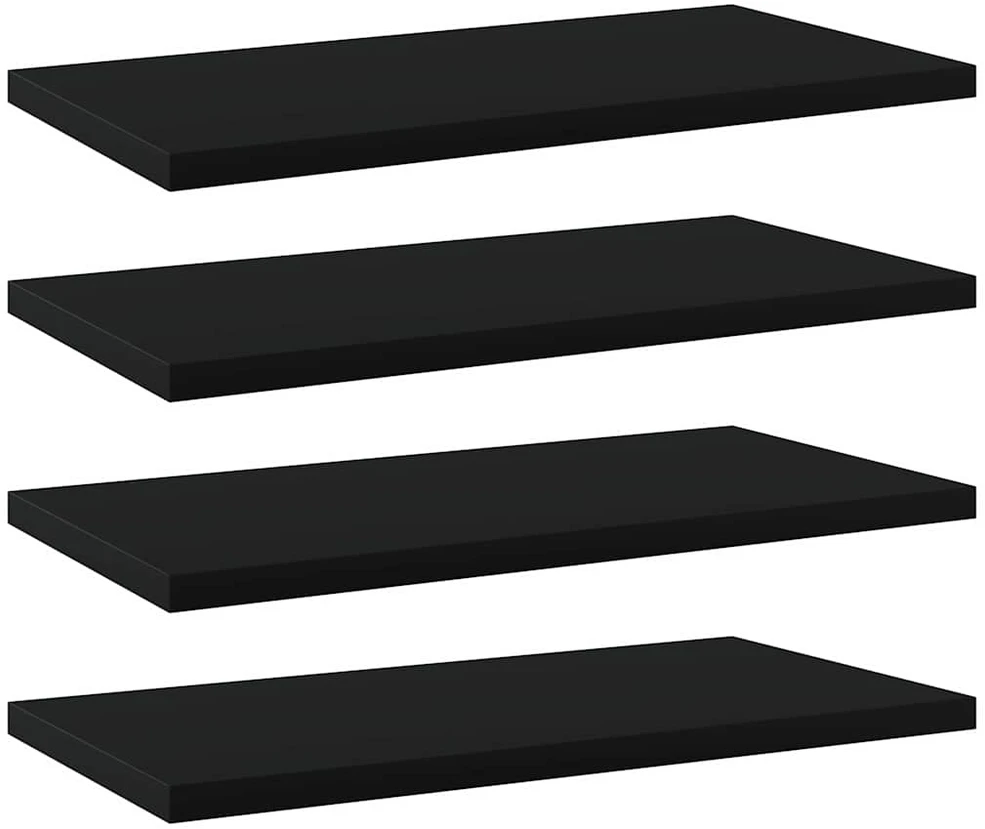 Knygų lentynos plokštės, 4vnt., juodos, 40x20x1,5cm, MDP