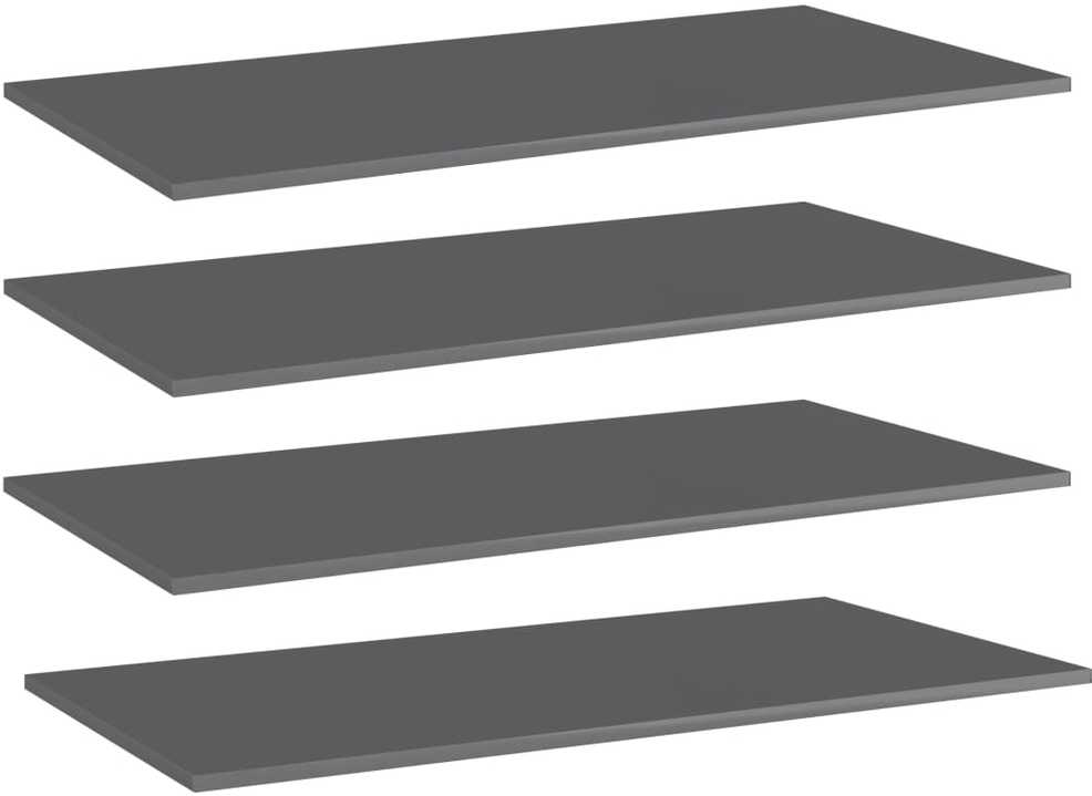 Knygų lentynos plokštės, 4vnt., pilkos, 80x20x1,5cm, MDP