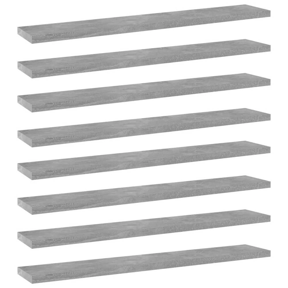 Knygų lentynos plokštės, 8vnt., betono pilkos, 60x10x1,5cm, MDP