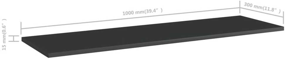 Knygų lentynos plokštės, 8vnt., juodos, 100x30x1,5cm, MDP