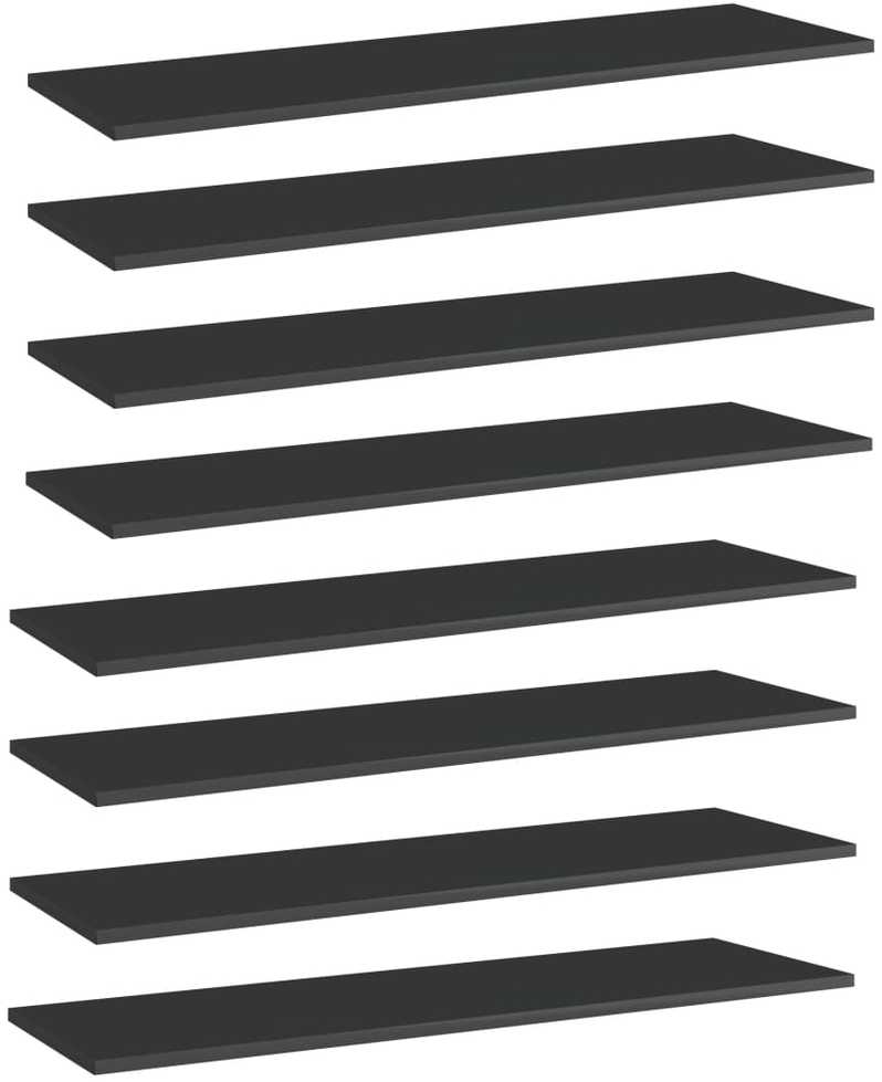 Knygų lentynos plokštės, 8vnt., juodos, 100x30x1,5cm, MDP