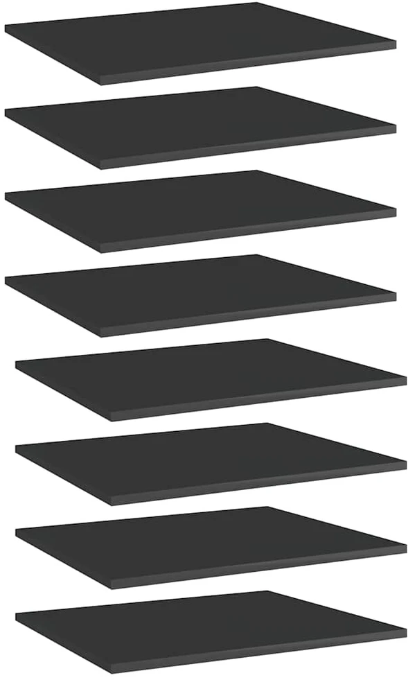 Knygų lentynos plokštės, 8vnt., juodos, 60x50x1,5cm, MDP