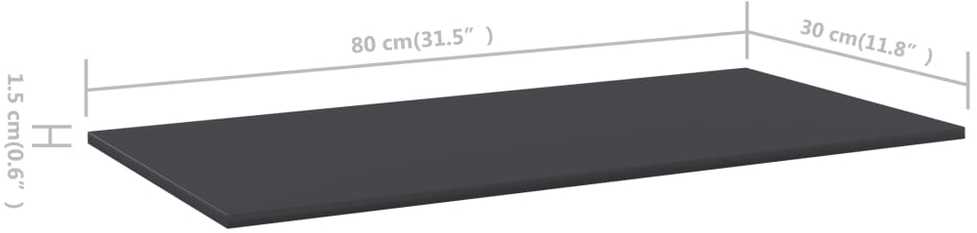 Knygų lentynos plokštės, 8vnt., pilkos, 80x30x1,5cm, MDP