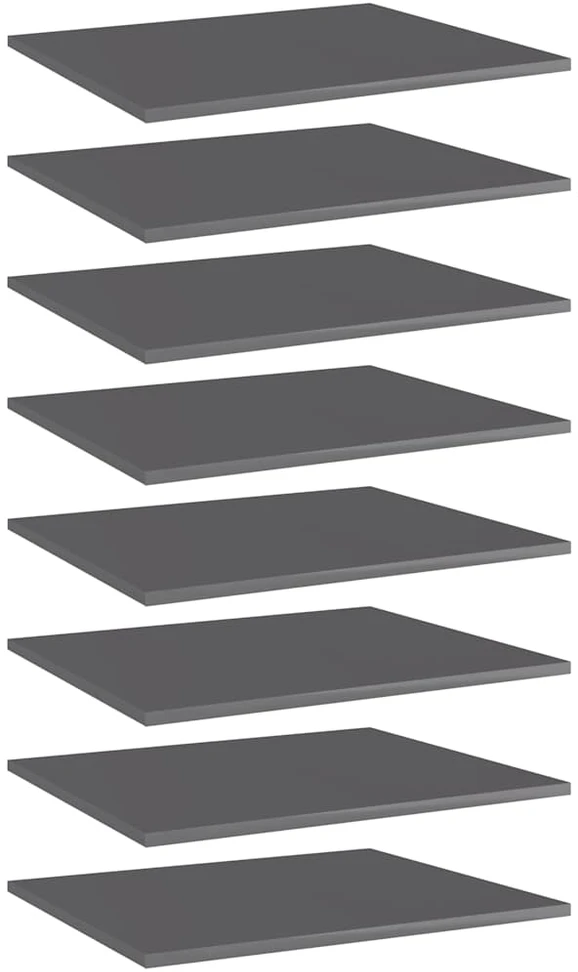 Knygų lentynos plokštės, 8vnt., pilkos, 60x50x1,5cm, MDP