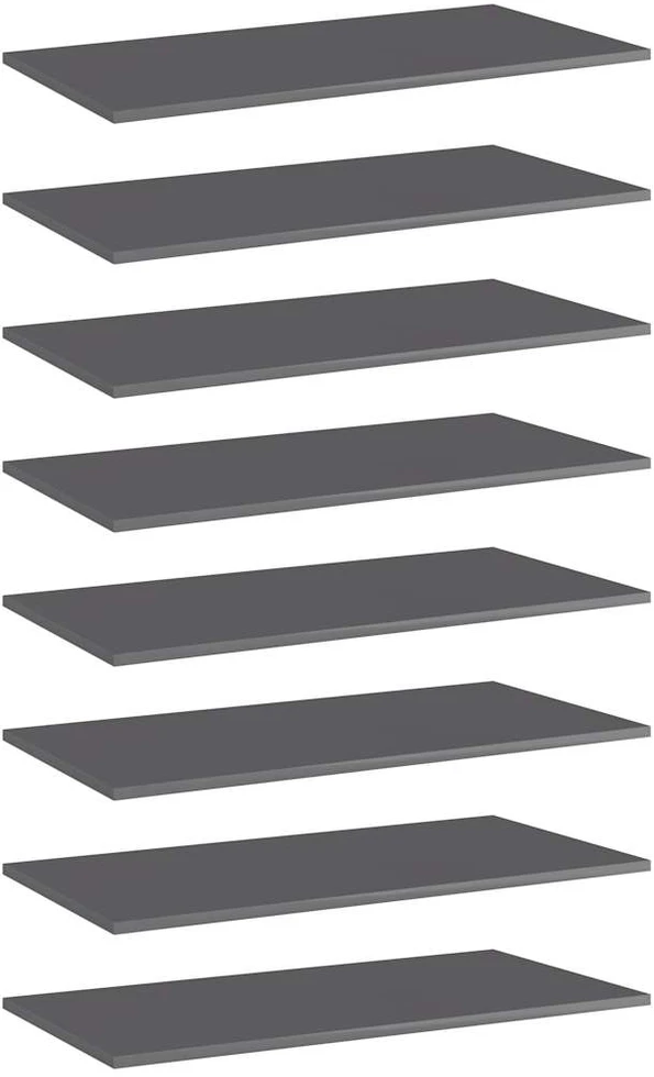 Knygų lentynos plokštės, 8vnt., pilkos, 80x40x1,5cm, MDP
