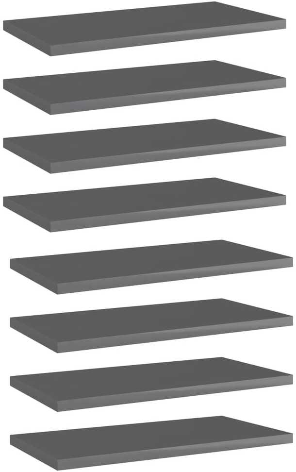 Knygų lentynos plokštės, 8vnt., pilkos, 40x20x1,5cm, MDP