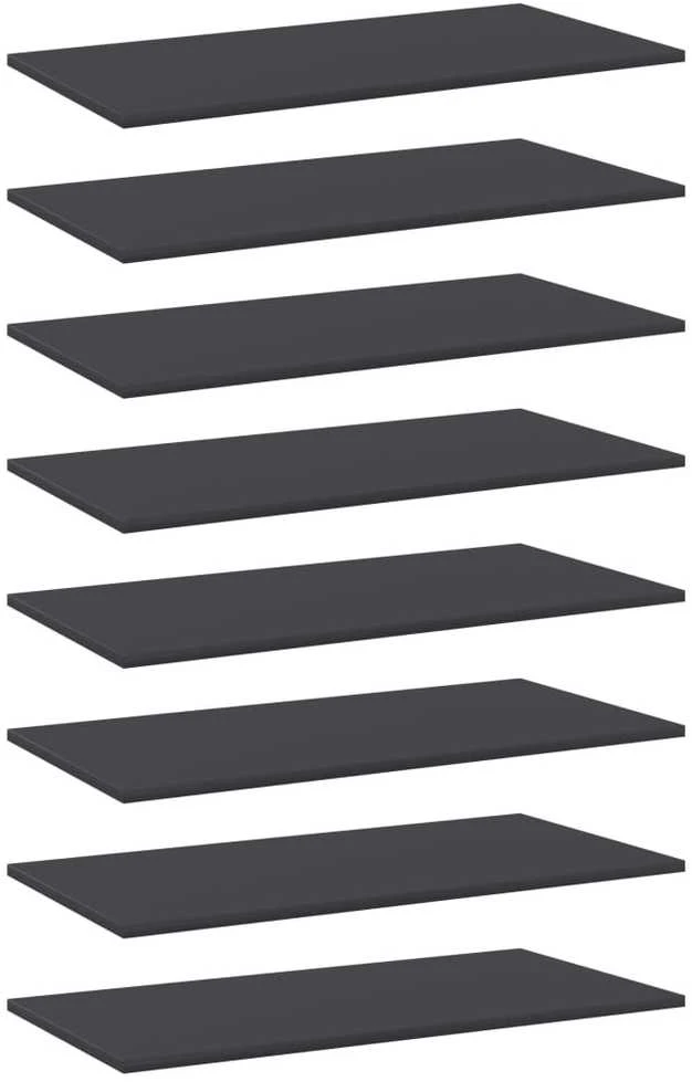 Knygų lentynos plokštės, 8vnt., pilkos, 80x40x1,5cm, MDP