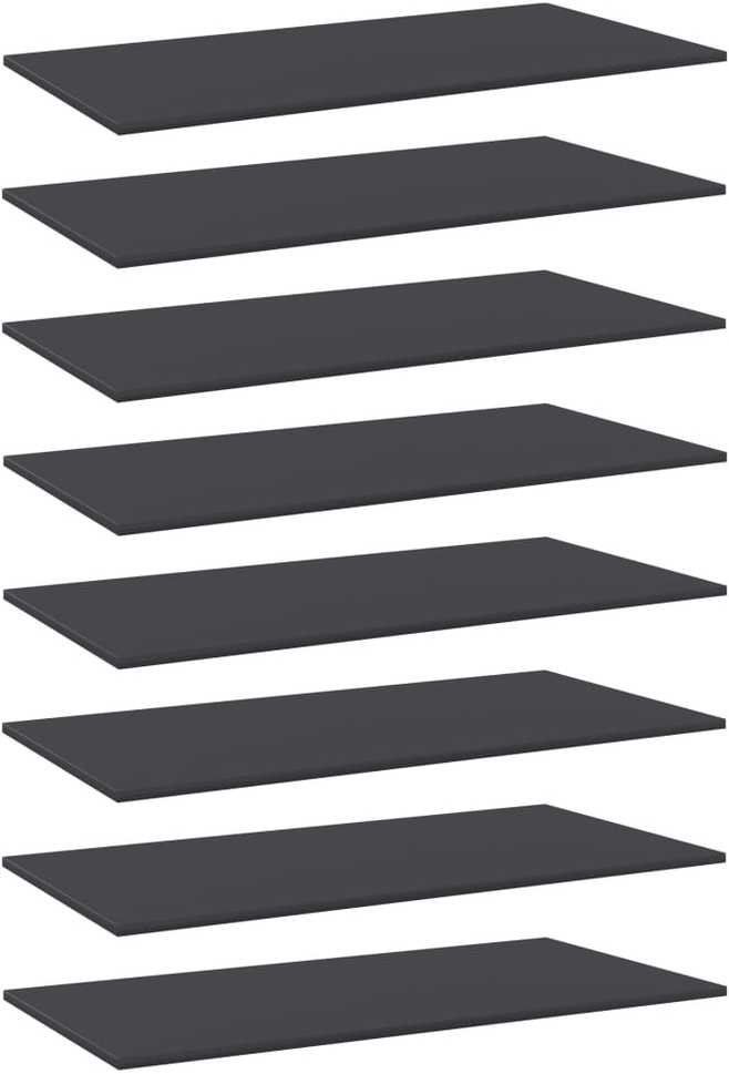 Knygų lentynos plokštės, 8vnt., pilkos, 80x20x1,5cm, MDP