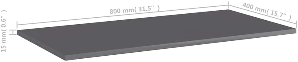 Knygų lentynos plokštės, 8vnt., pilkos, 80x40x1,5cm, MDP