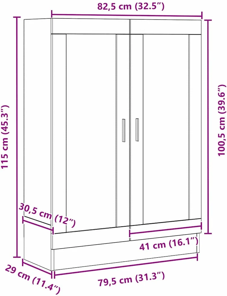 Knygų spinta 3 aukštų 82,5 x 30,5 x 115 cm Apdirbta mediena