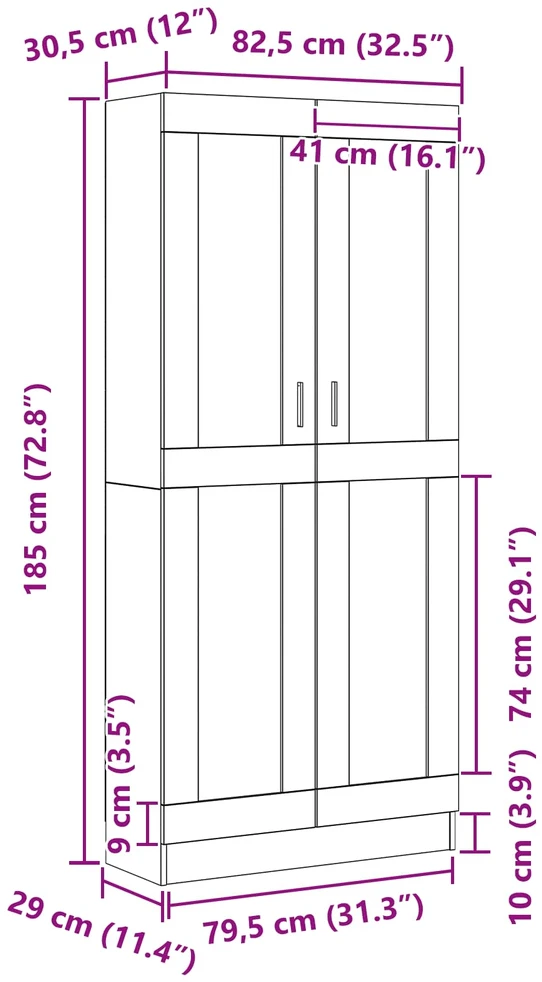 Knygų spinta 3 aukštų 82,5 x 30,5 x 185 cm Apdirbta mediena
