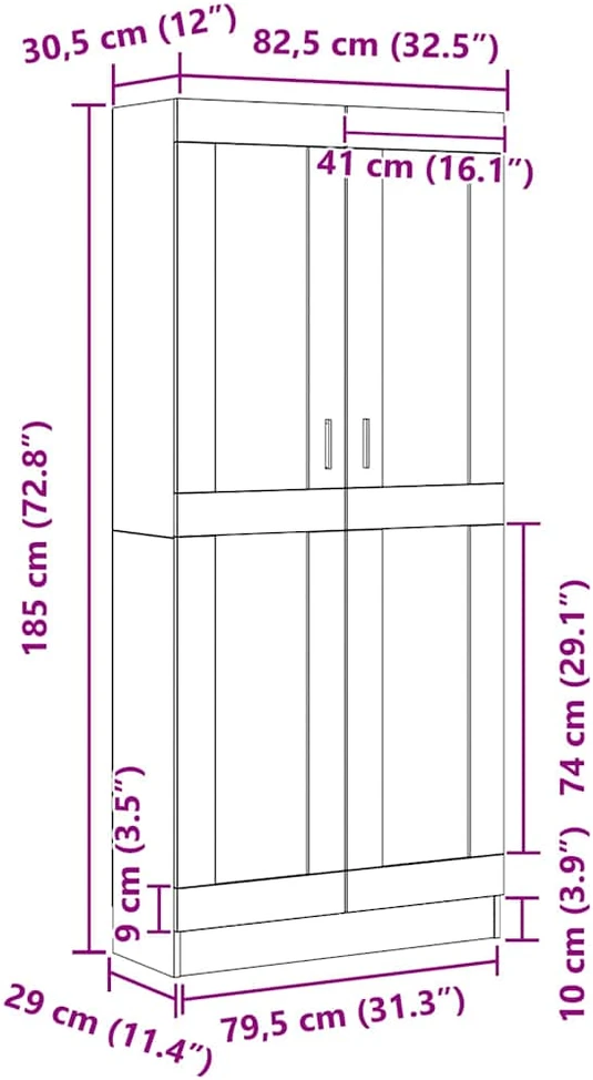 Knygų spinta 3 aukštų 82,5 x 30,5 x 185 cm Apdirbta mediena