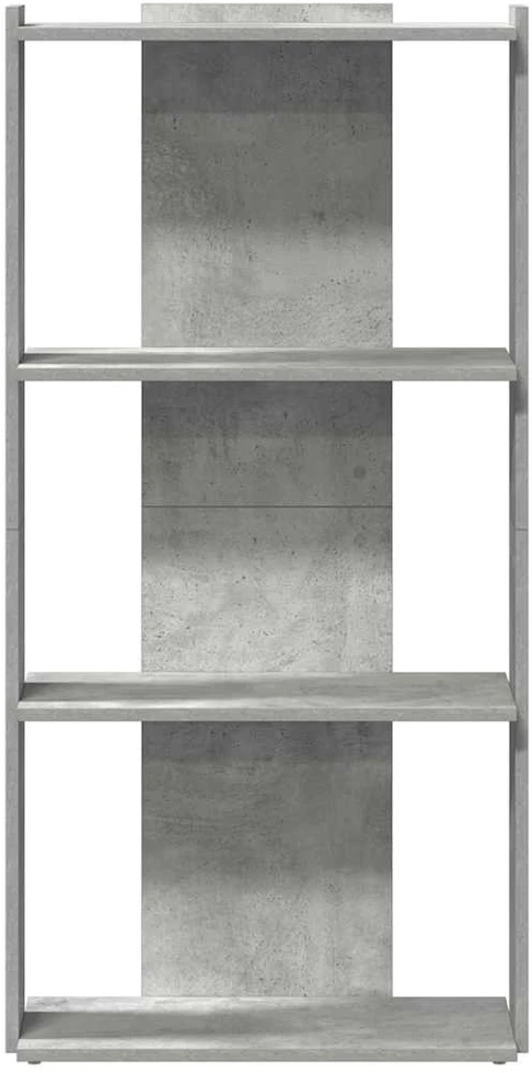 Knygų spinta, 3 aukštų, betono pilka, 60x30x120cm, mediena