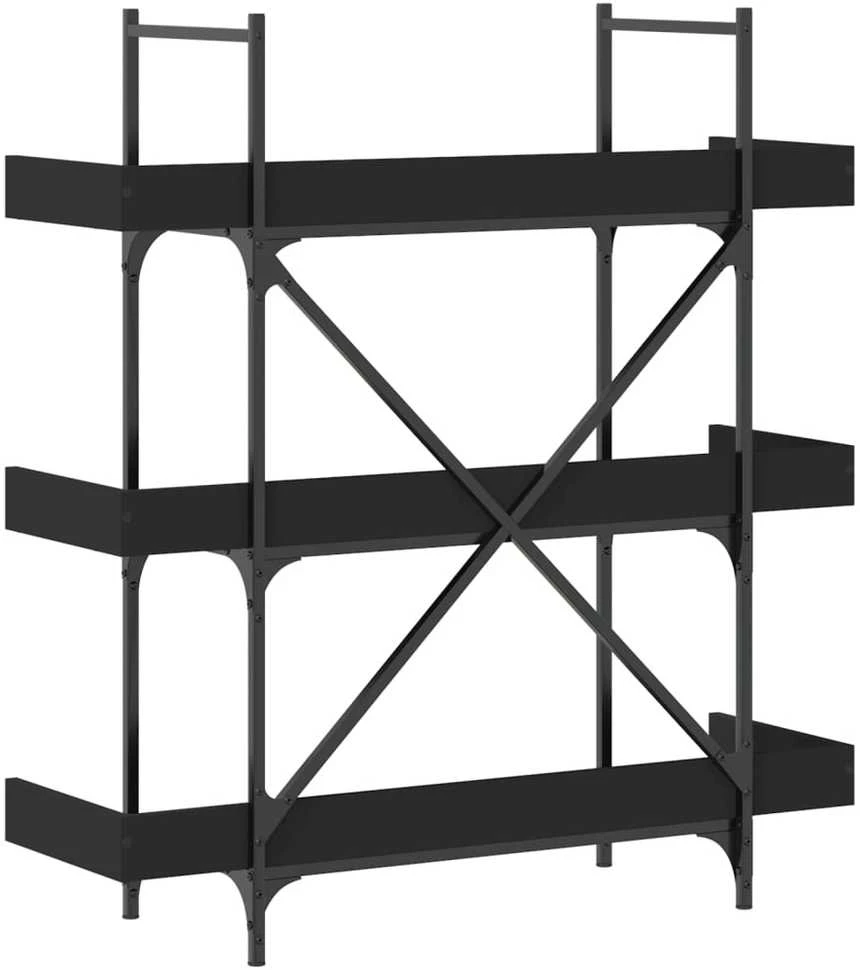 Knygų spinta, 3 aukštų, juoda, 100x33x108,5cm, apdirbta mediena
